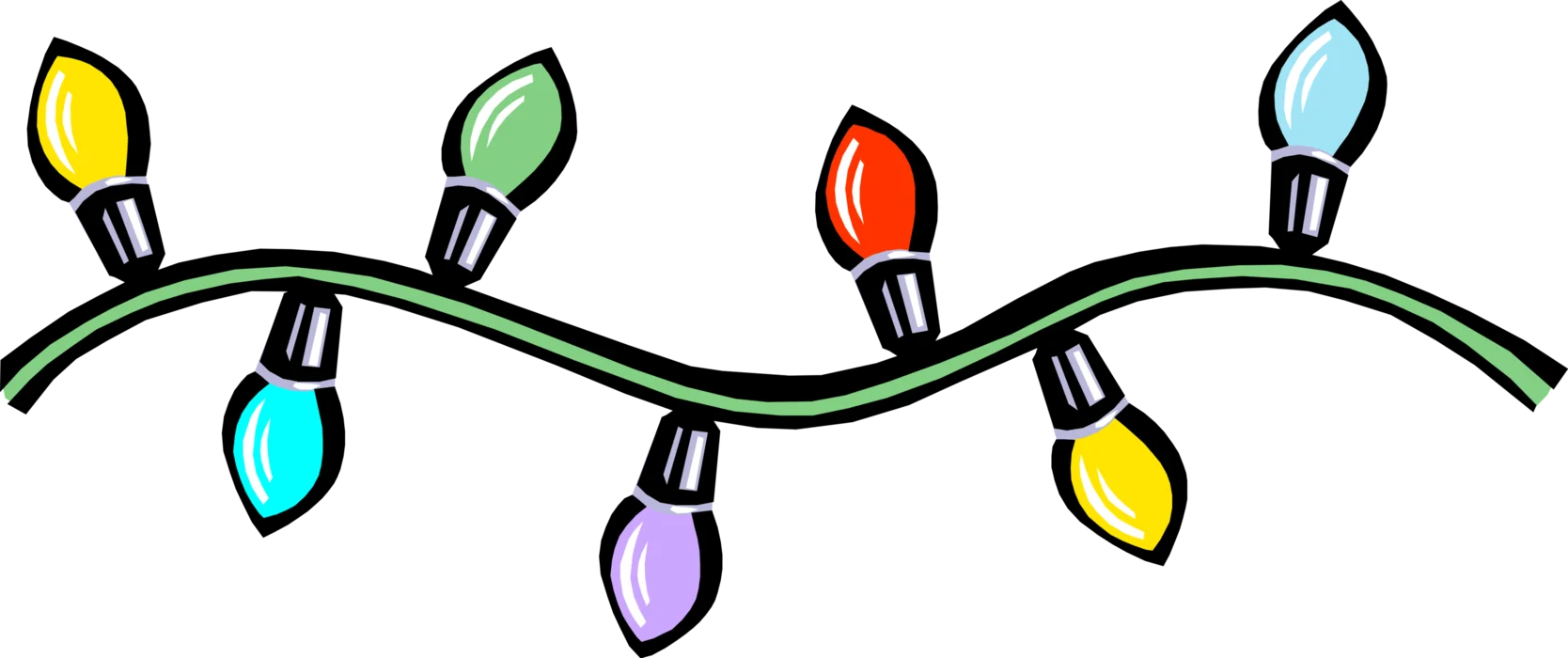 Festive Christmas Light Strings Clipart: Colorful Holiday Illumination Decoration