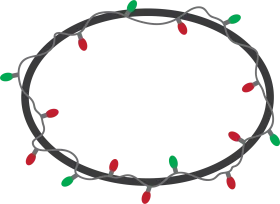 Festive Christmas Lights Clipart with Intertwined Black Wire and Colorful Bulbs