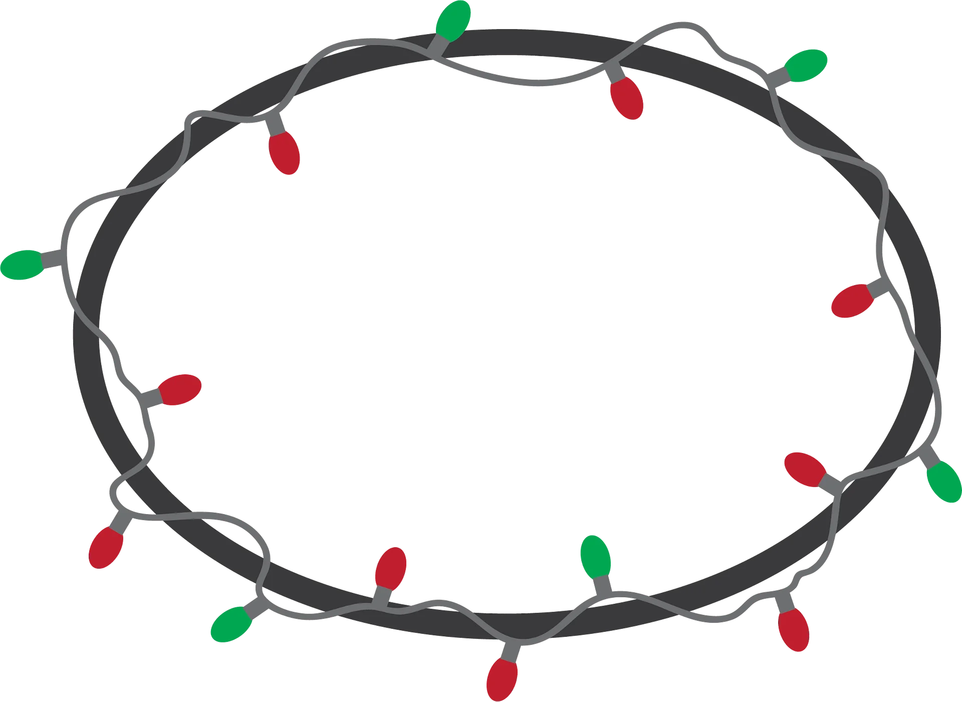 Festive Christmas Lights Clipart with Intertwined Black Wire and Colorful Bulbs
