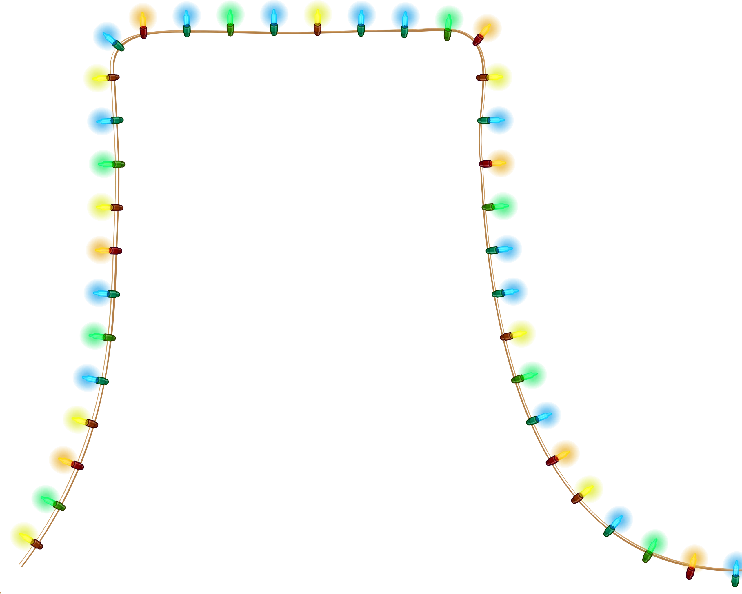 Festive Holiday Christmas Lights Clipart Border with Colorful Bulb String Decorations