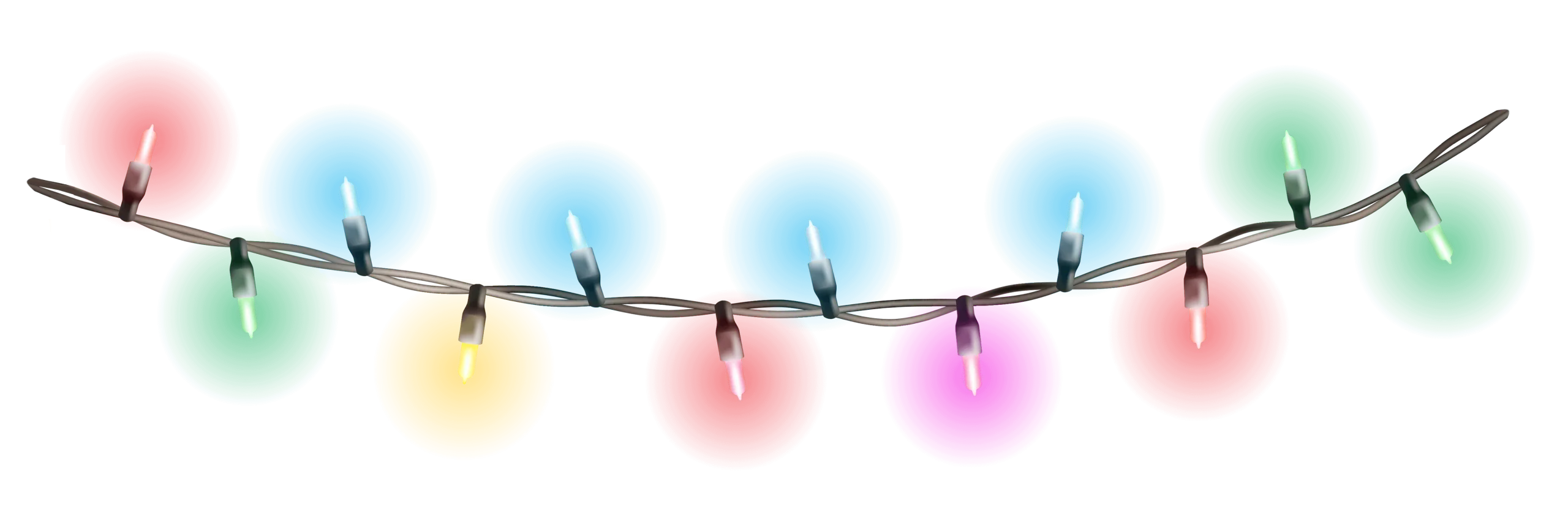 Festive Holiday Christmas Lights Clipart - Soft Pastel Colored String Decoration