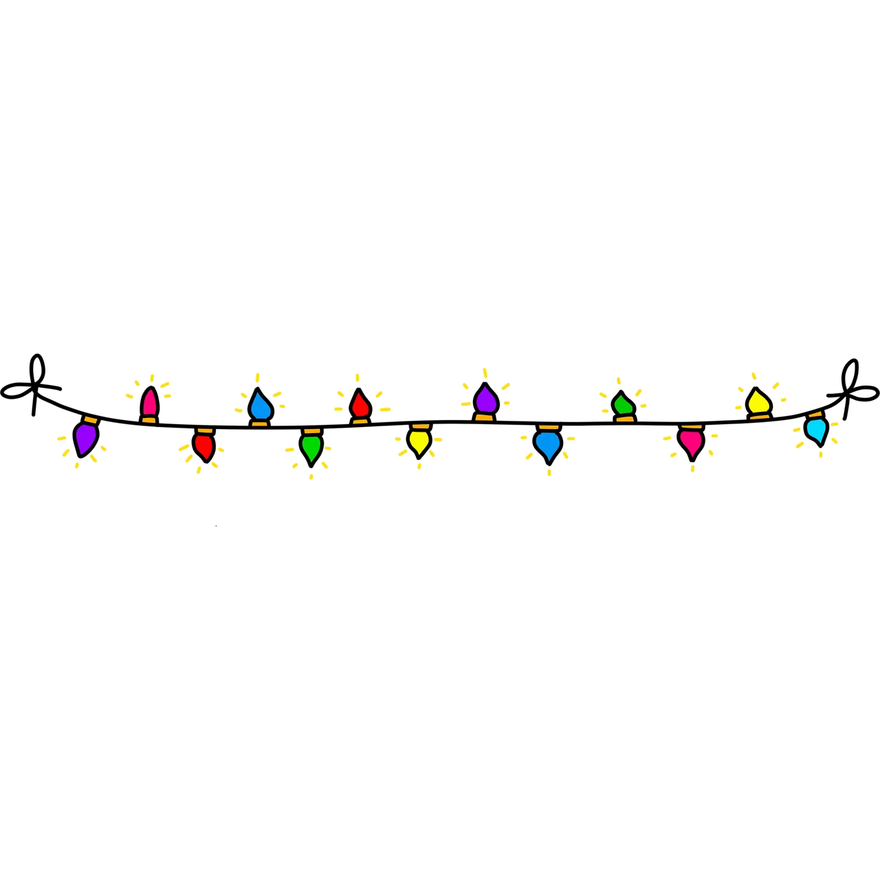 Festive Holiday Christmas Lights Clipart Strung Across with Cheerful Bulbs