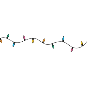 Whimsical Christmas String Lights Clipart - Festive Holiday Decoration Illustration