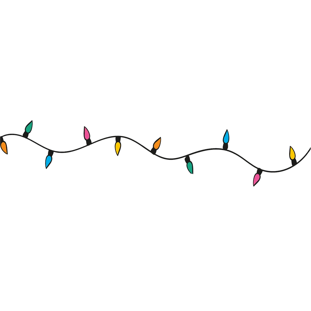 Whimsical Christmas String Lights Clipart - Festive Holiday Decoration Illustration