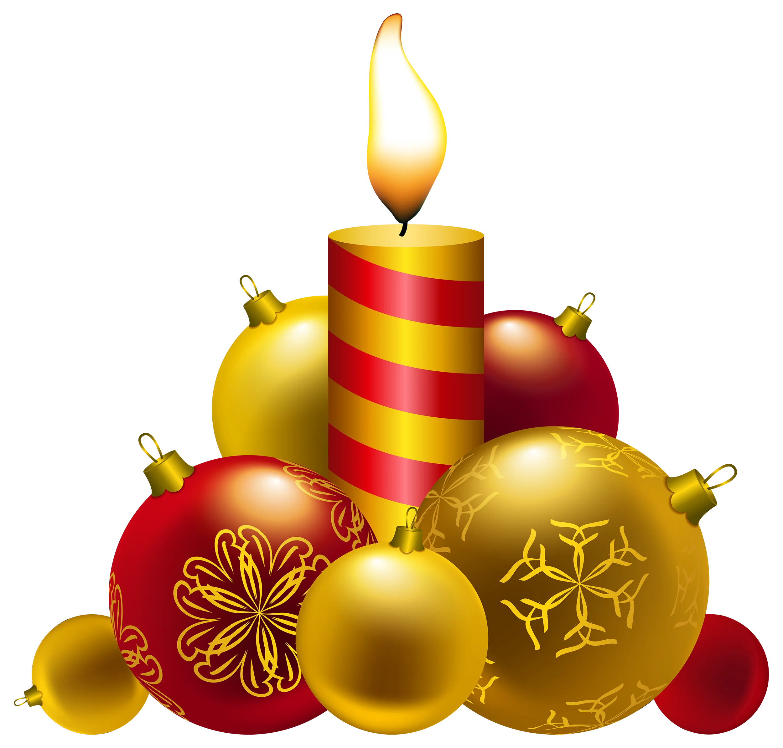Festive Christmas Candle and Ornaments Seasonal Clipart Decoration Set