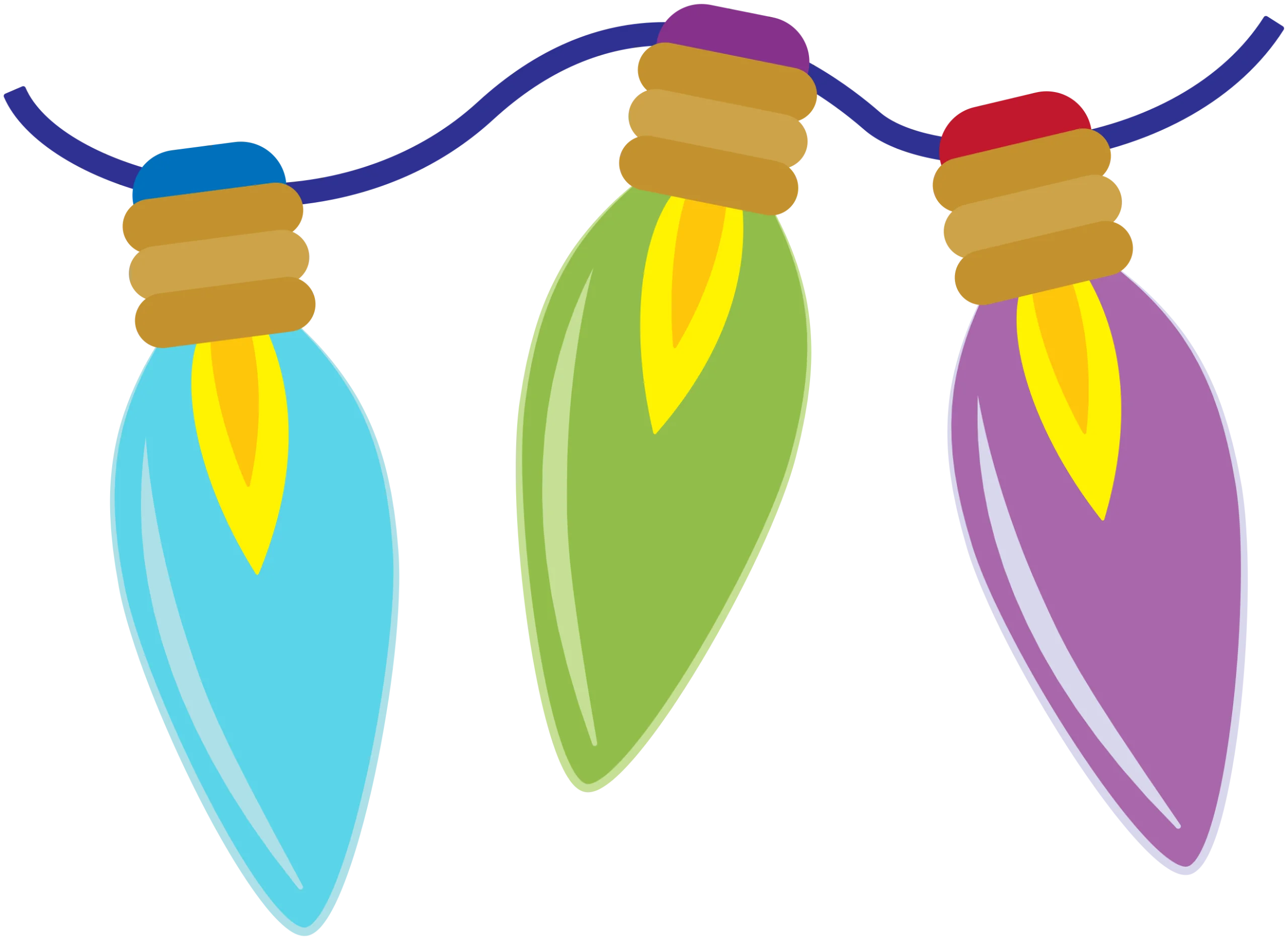 Festive Christmas Lights Clipart with Whimsical Bulb Shapes and Colors