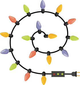 Festive Christmas Lights String Clipart - Colorful Holiday Decorative Illustration