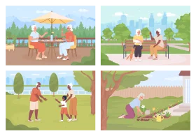 Delightful Outdoor Scenes: Park Life and Leisure Clipart Collection