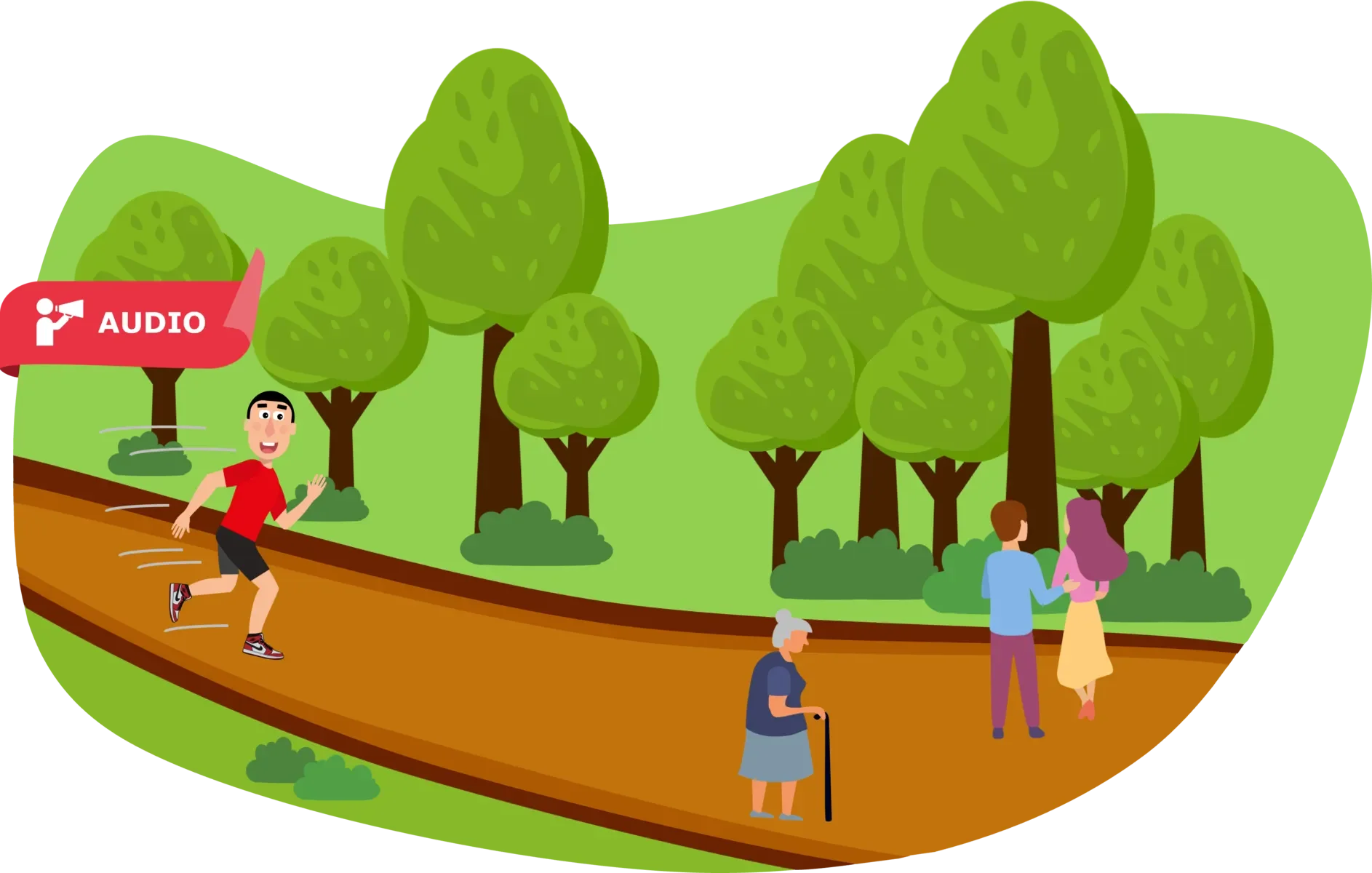 Scenic Park Landscape Clipart Depicting Leisure and Recreational Activities