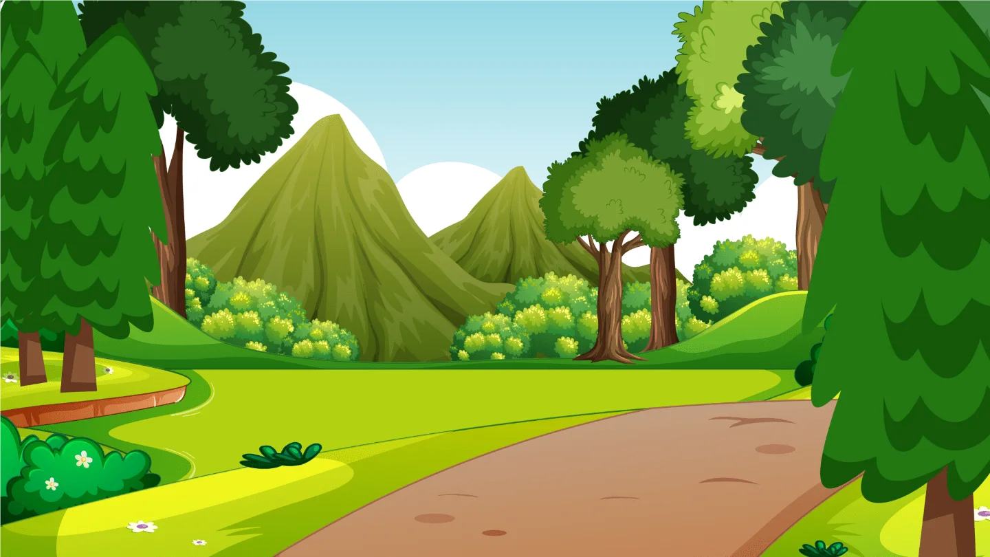 Serene Mountain Path Landscape Clipart with Lush Green Scenery