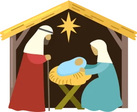 Minimalist Nativity Scene Clipart with Holy Family and Guiding Star
