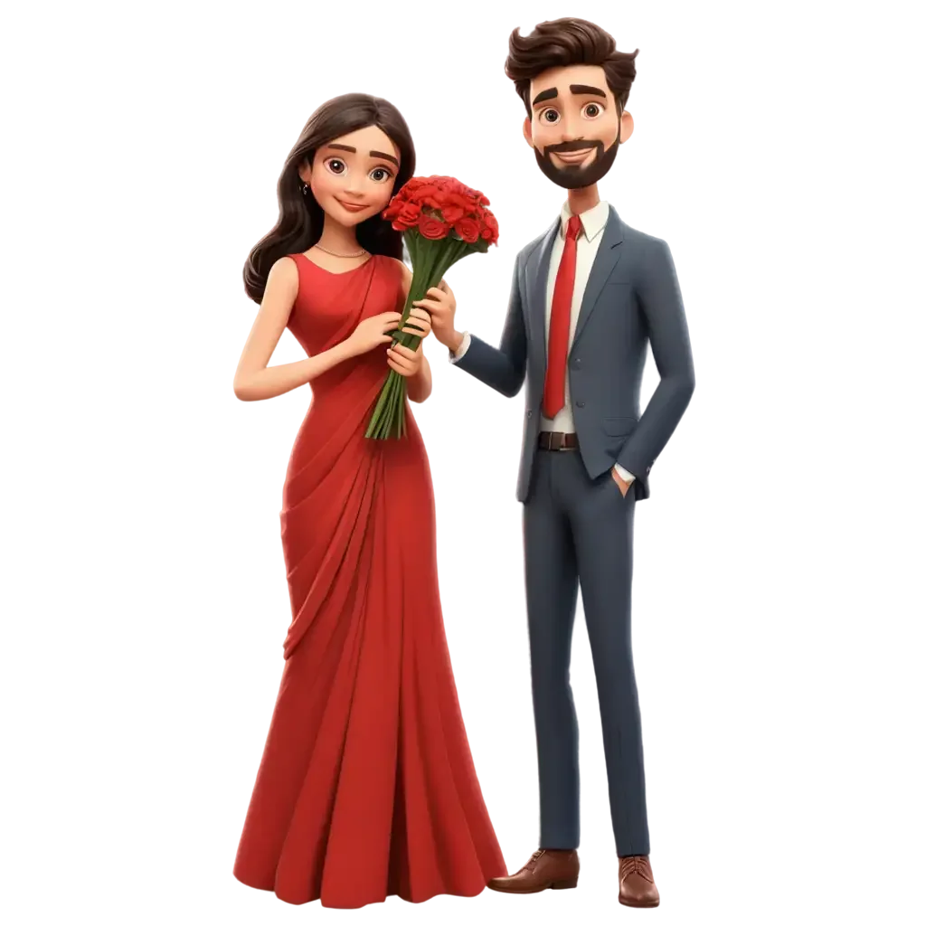 Romantic Couple in Elegant Attire: Love and Celebration Clipart Design