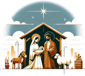 Serene Nativity Scene Clipart: A Peaceful Moment of Divine Birth