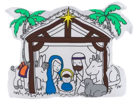 Serene Nativity Scene Clipart Depicting Holy Family in Bethlehem Stable