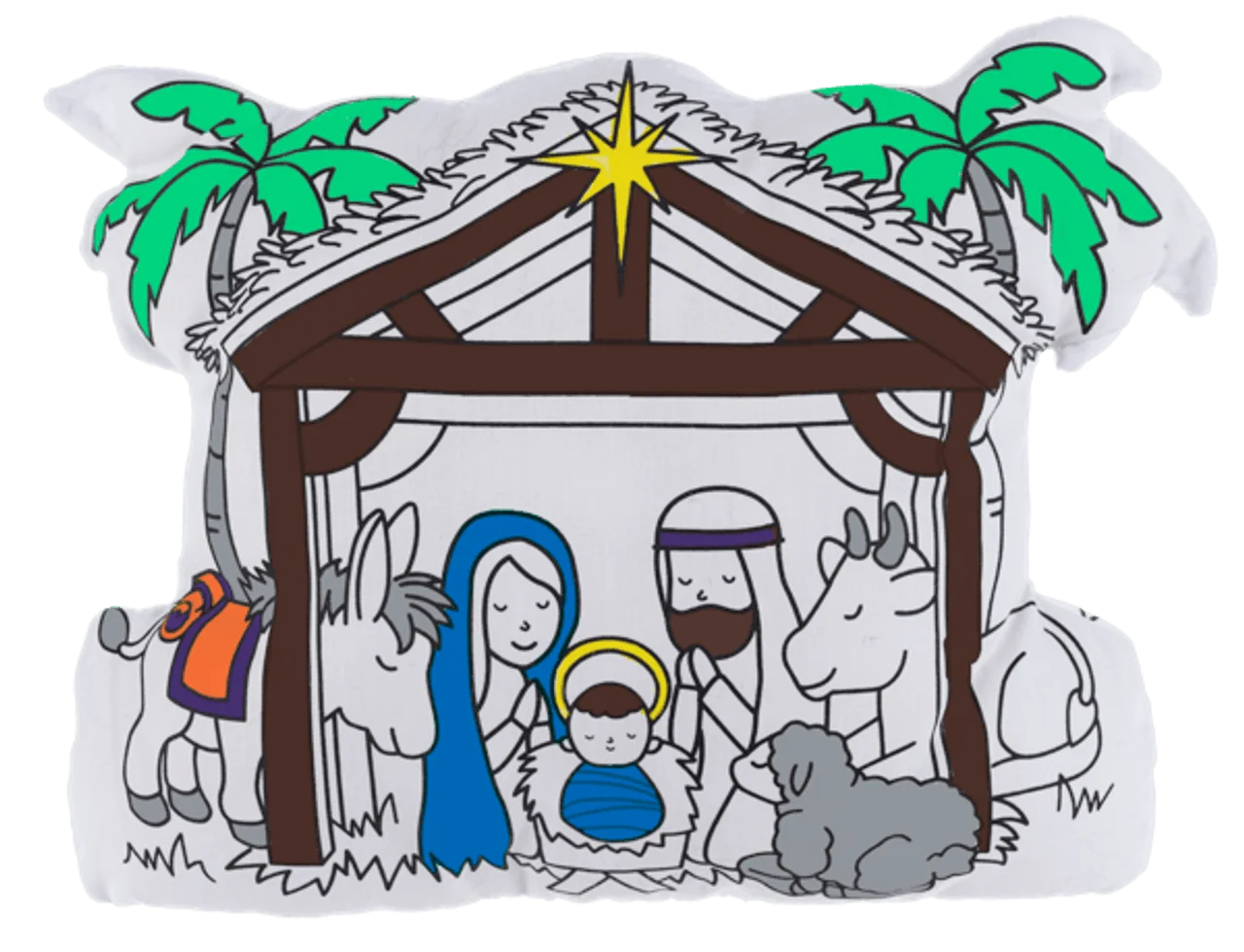 Serene Nativity Scene Clipart Depicting Holy Family in Bethlehem Stable