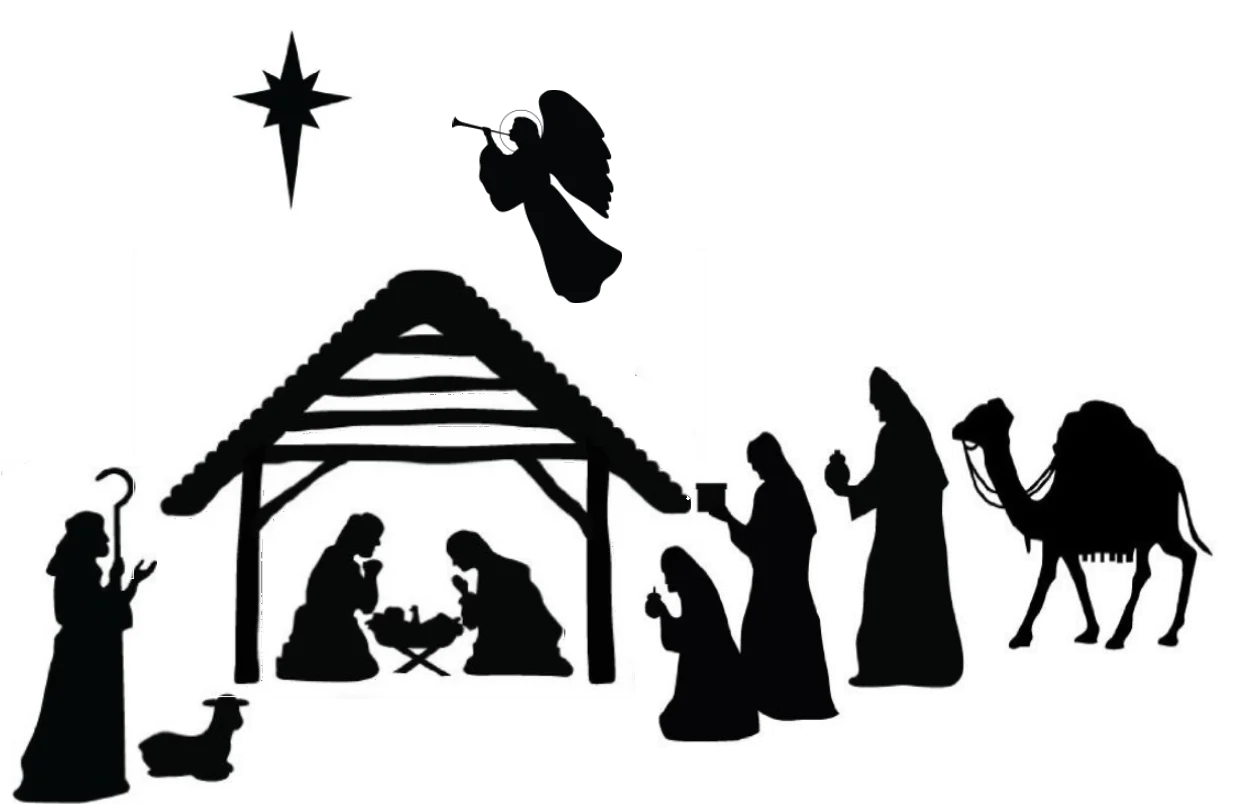 Silhouette Nativity Scene Clipart - A Timeless Christmas Storytelling Illustration