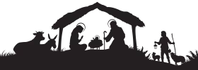 Silhouette Nativity Scene Clipart - Peaceful Christmas Storytelling Artwork