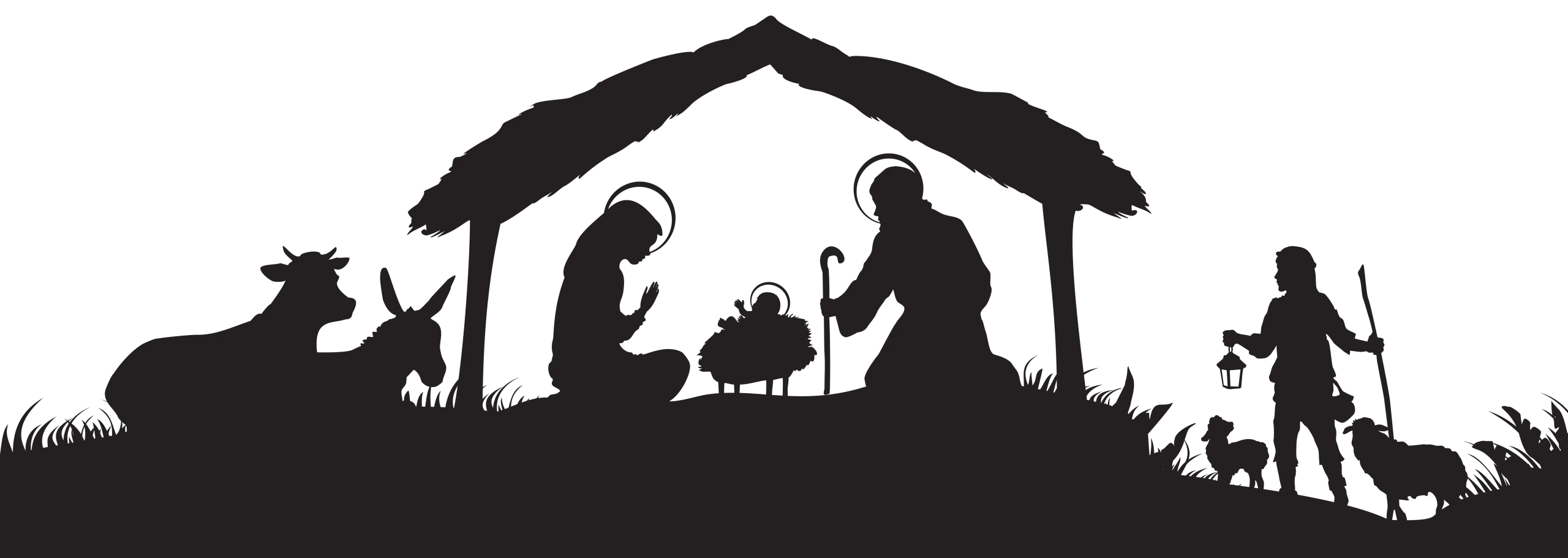 Silhouette Nativity Scene Clipart - Peaceful Christmas Storytelling Artwork