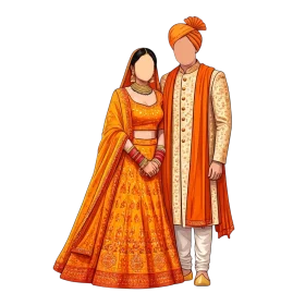 Traditional Indian Wedding Couple Illustration Elegant Cultural Clipart Design