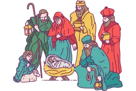 Traditional Nativity Scene Clipart: A Colorful Representation of the Holy Birth