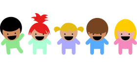 Cheerful Diverse Stick Figure Children Clipart Representing Friendship and Unity