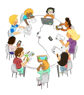 Collaborative Learning Circle: Students Engaged in Interactive Classroom Clipart