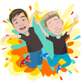 Joyful Friends Jumping High: A Dynamic Cartoon Clipart Celebration of Youth