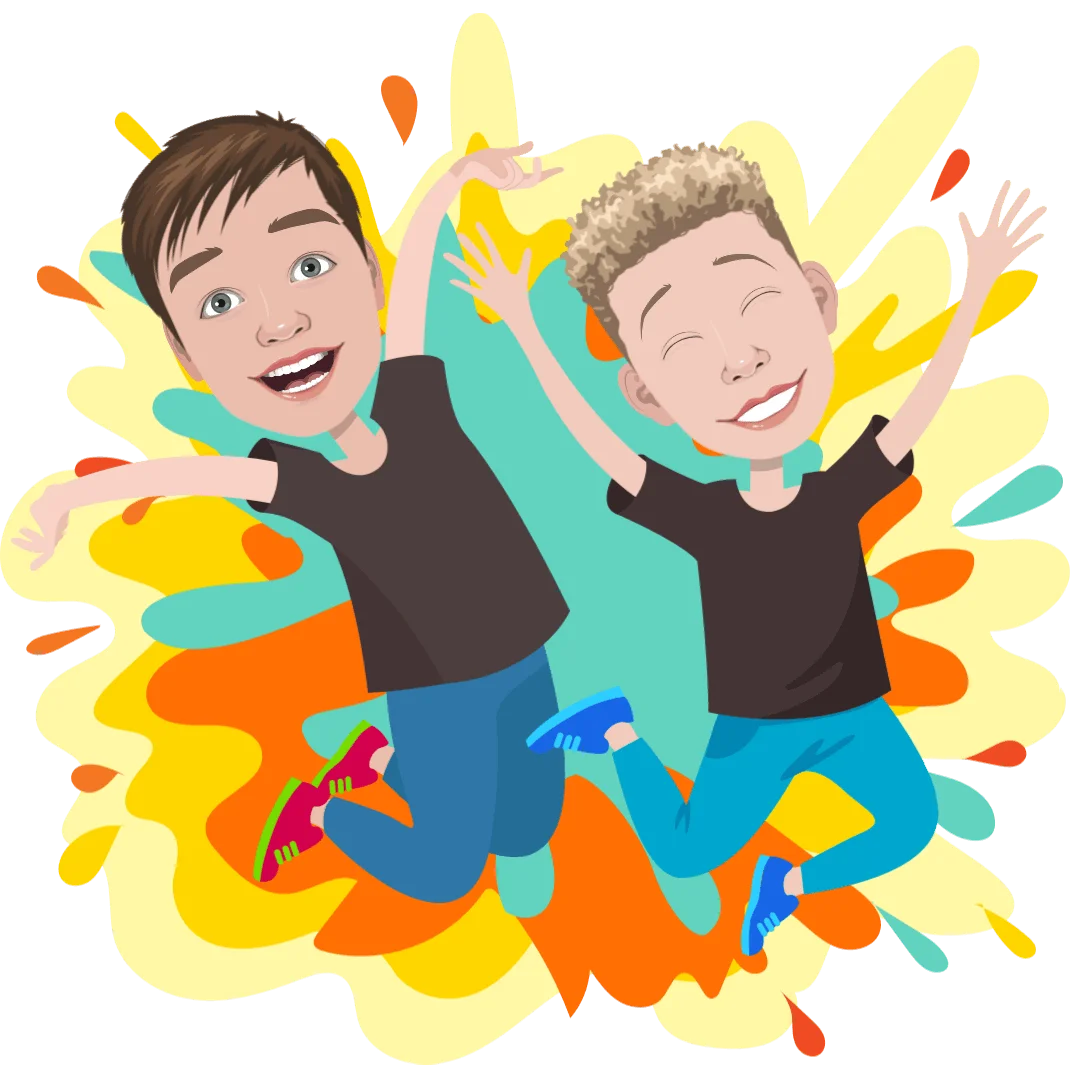 Joyful Friends Jumping High: A Dynamic Cartoon Clipart Celebration of Youth