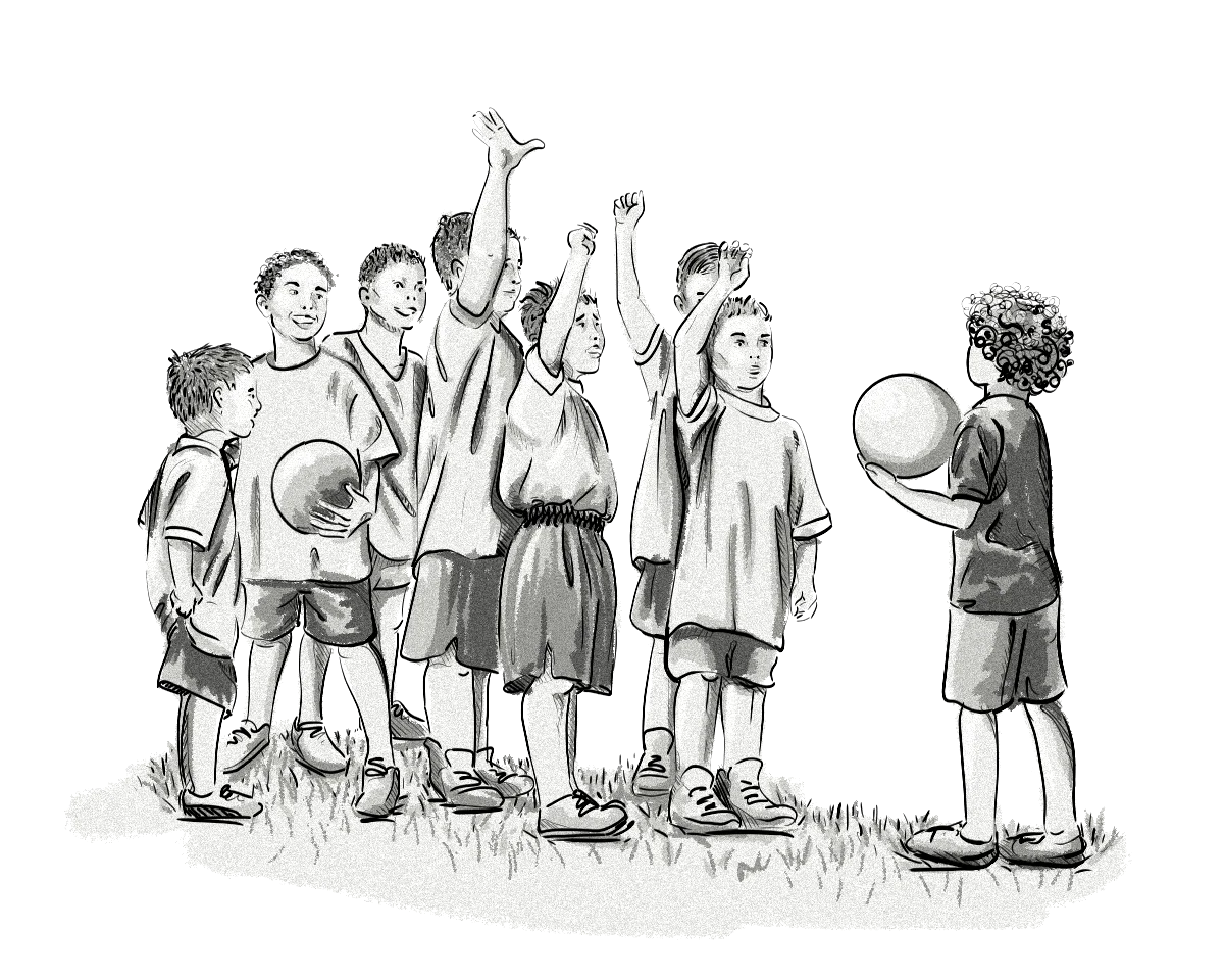 Monochrome Pencil Sketch of Children's Playground Dynamics Clipart
