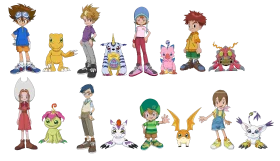 Playful Digimon Adventure Characters Cartoon Clipart Collection