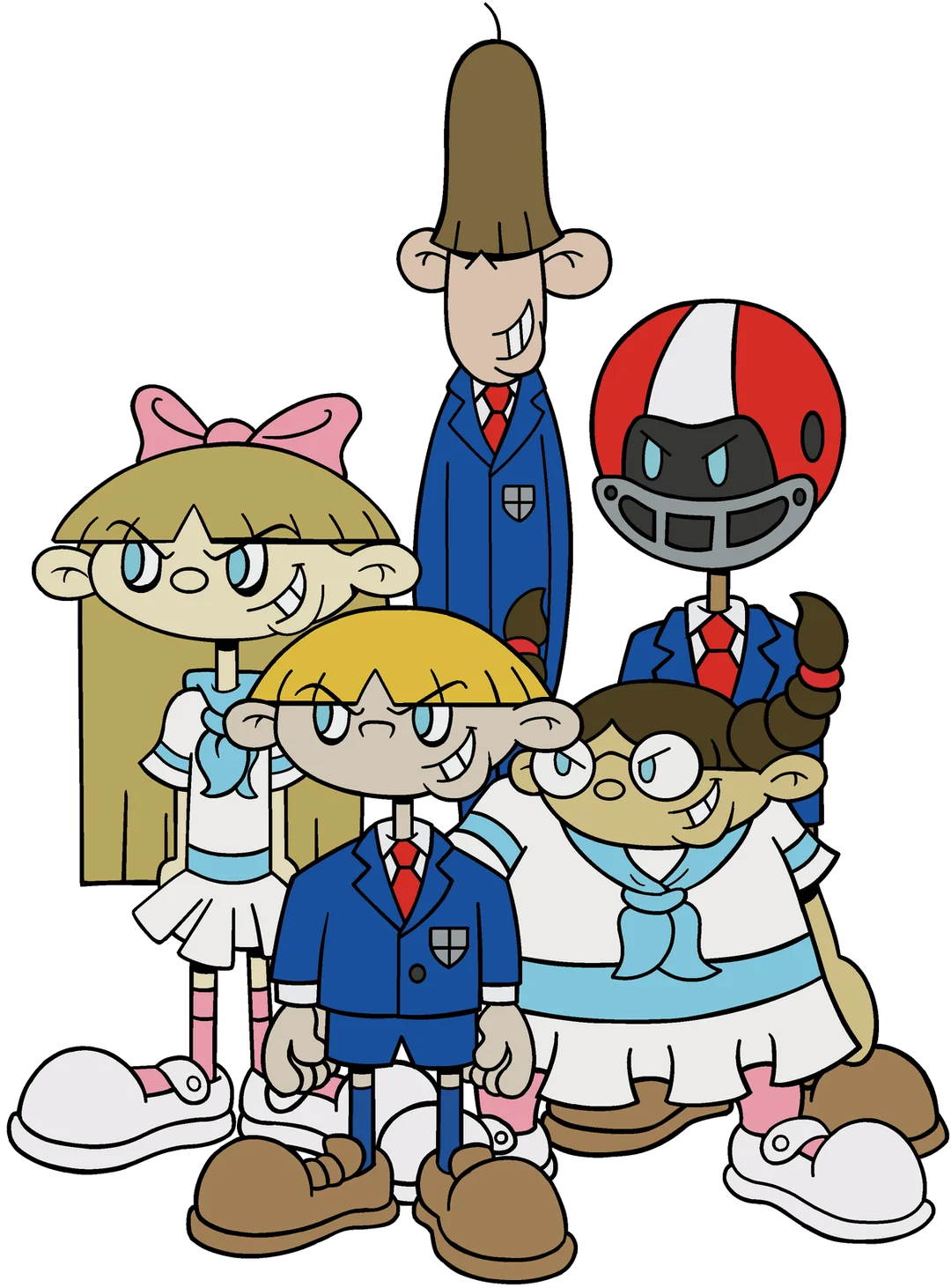 Quirky School Kids Clipart: Playful Cartoon Characters in Uniform Adventure