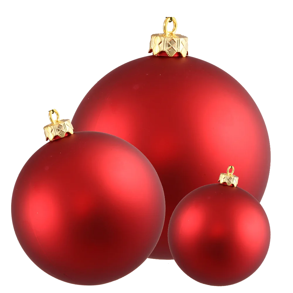 Classic Matte Red Christmas Ornament Spheres Festive Holiday Clipart Collection