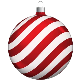Classic Red and White Striped Christmas Ornament Clipart - Festive Holiday Decoration