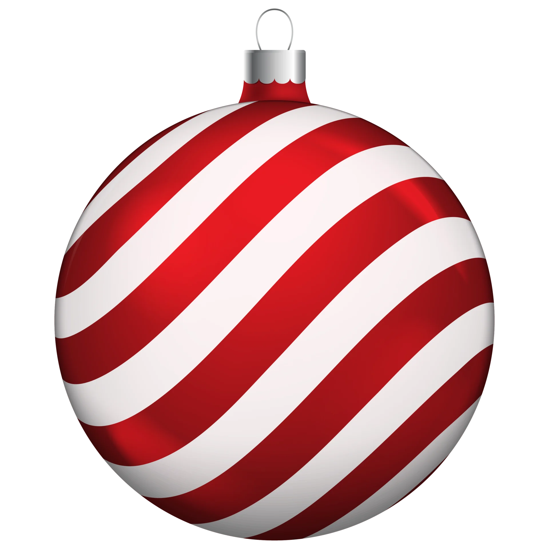 Classic Red and White Striped Christmas Ornament Clipart - Festive Holiday Decoration
