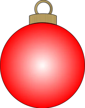 Classic Round Red Christmas Tree Ornament Clipart Design with Metallic Hanger