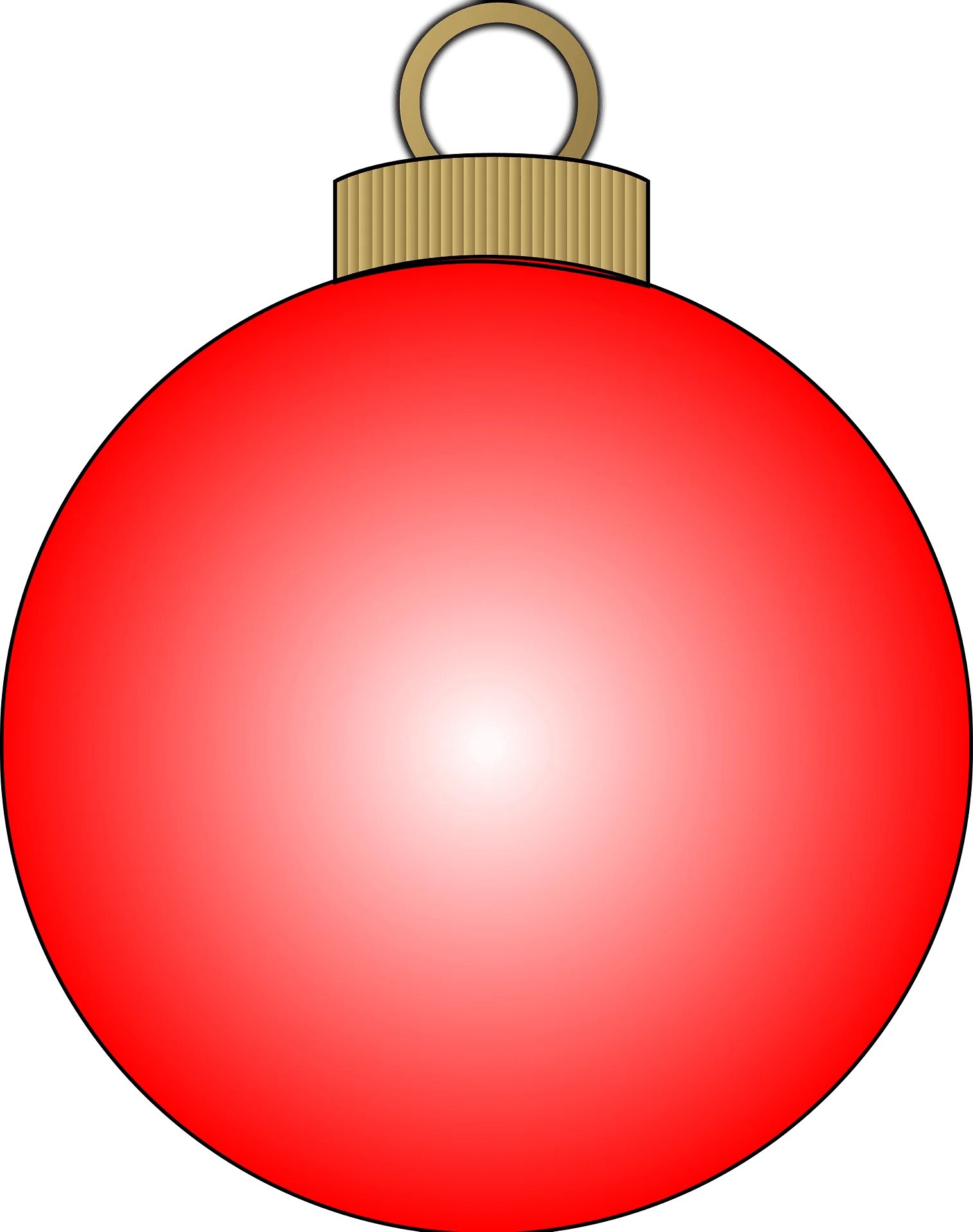 Classic Round Red Christmas Tree Ornament Clipart Design with Metallic Hanger