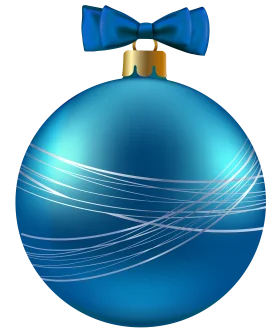 Elegant Azure Christmas Ornament Clipart with Delicate Swept Ribbon Design