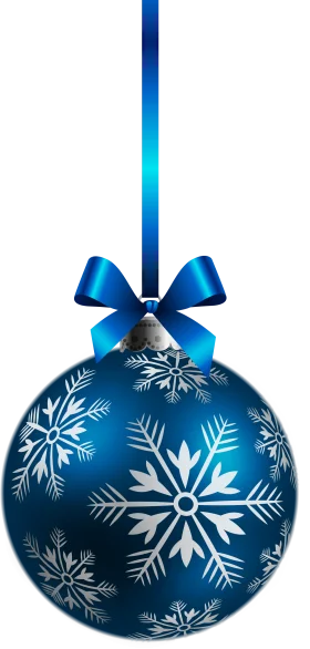 Elegant Blue Winter Snowflake Christmas Ornament Clipart with Silky Ribbon