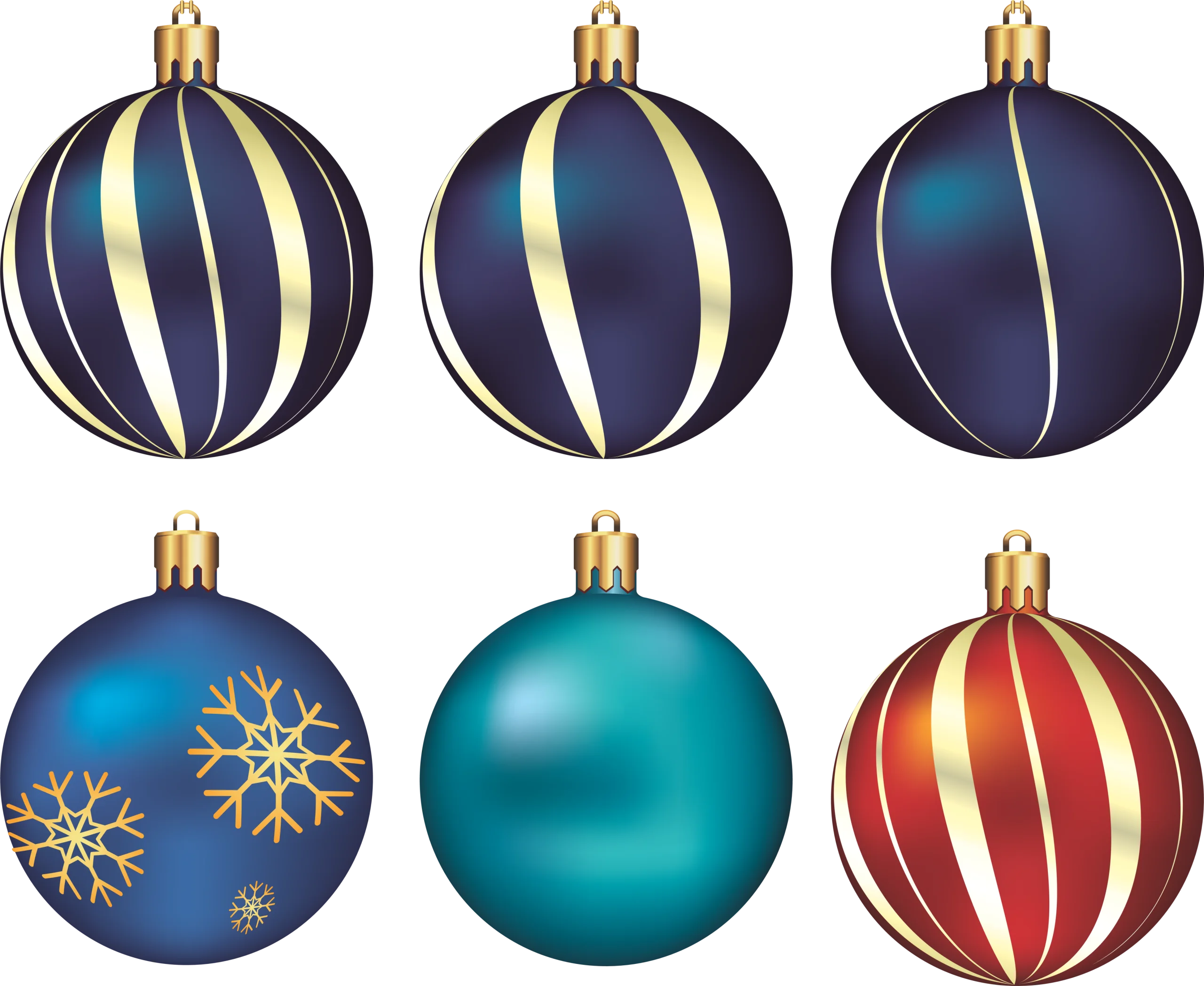 Elegant Christmas Ornaments Clipart Collection: Festive Baubles for Holiday Decor