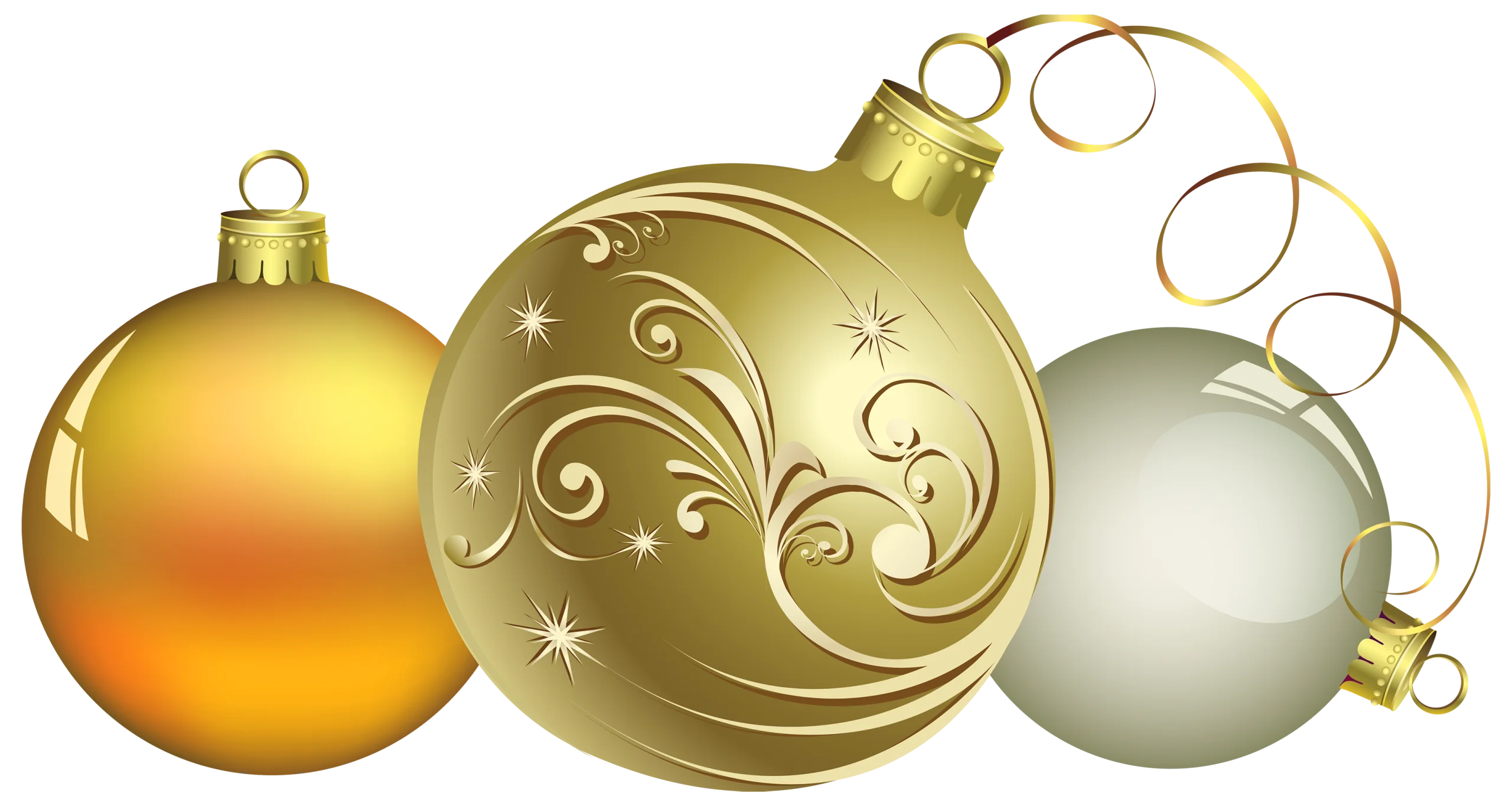 Elegant Christmas Ornaments Clipart: Metallic Holiday Decorations Shining Bright