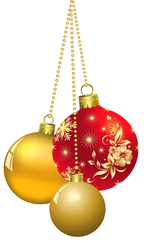 Elegant Christmas Tree Ornaments Clipart with Golden and Red Festive Baubles