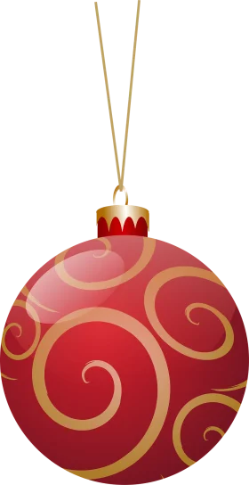 Elegant Red and Gold Swirl Christmas Ornament Clipart Design