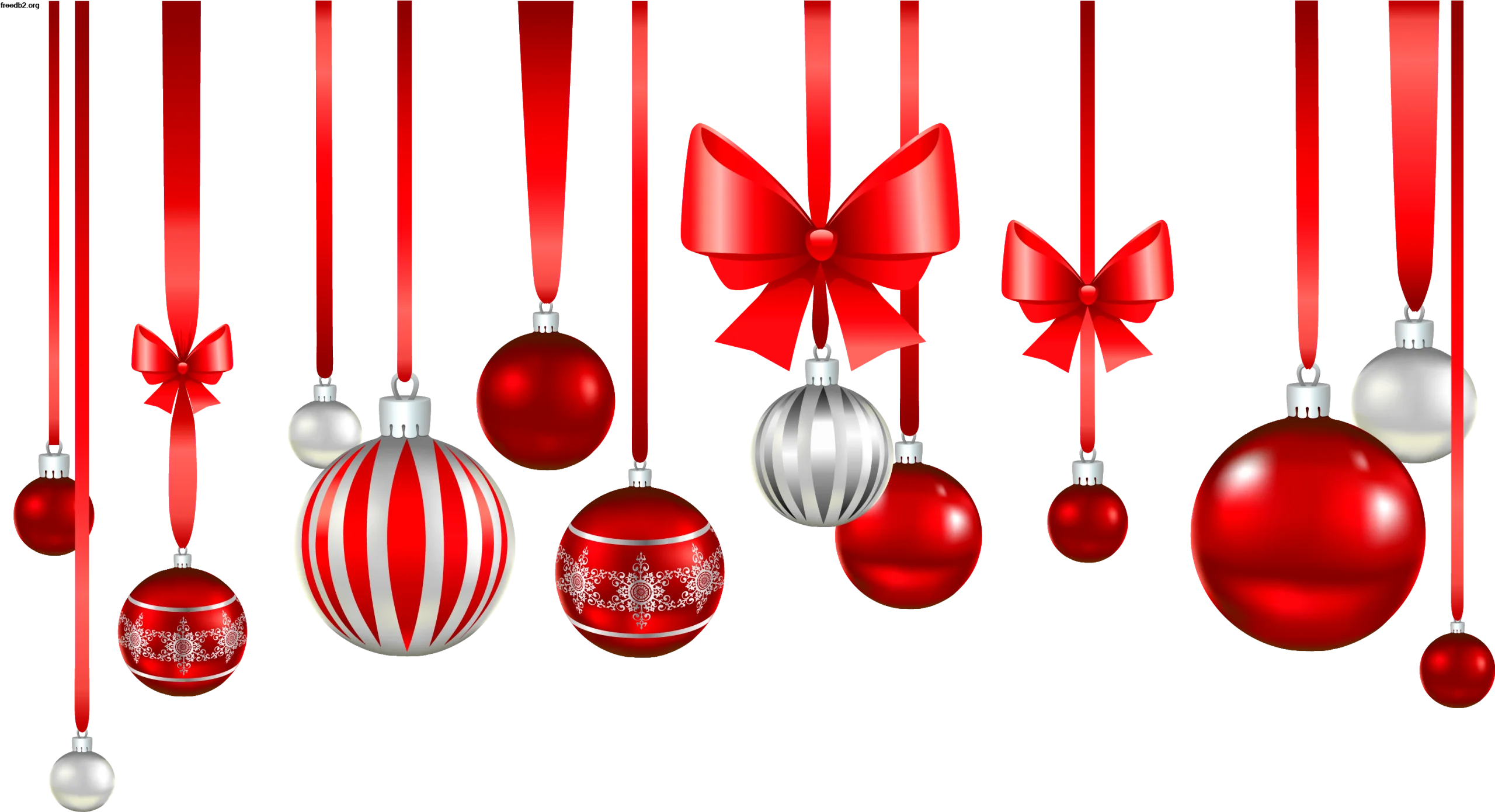 Elegant Red and Silver Christmas Ornaments Hanging Clipart Design