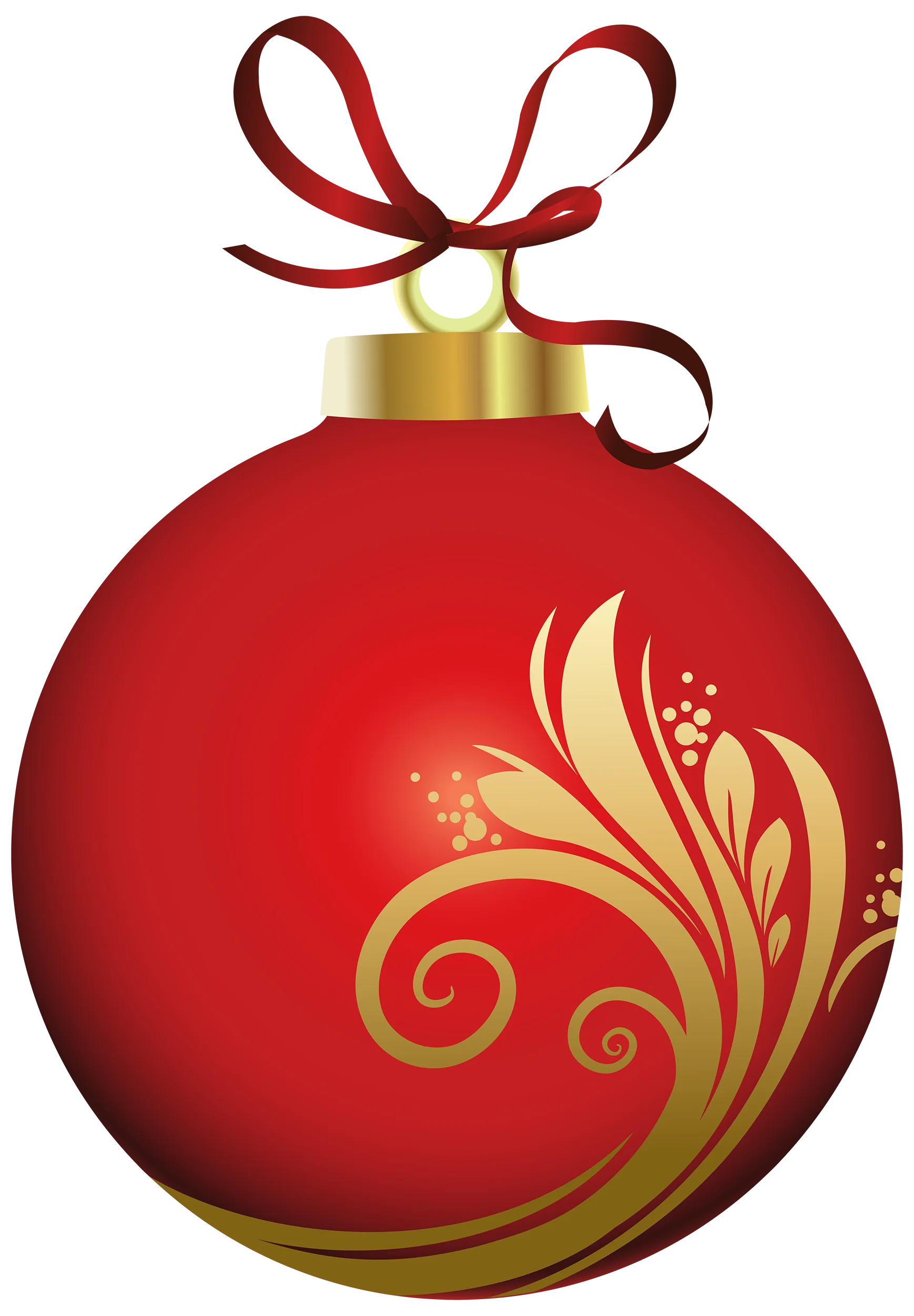Elegant Red Christmas Ornament with Golden Swirl Clipart Design