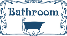 Elegant Vintage Bathroom Signage Clipart with Classic Bathtub Illustration