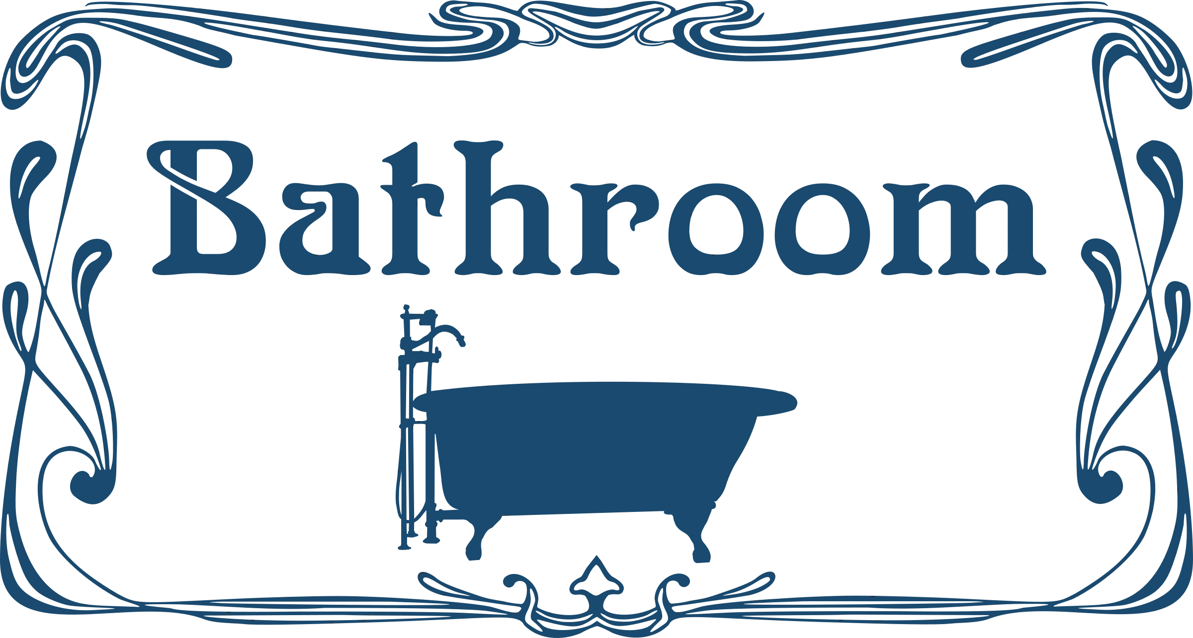 Elegant Vintage Bathroom Signage Clipart with Classic Bathtub Illustration