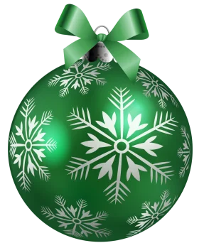 Emerald Green Christmas Ornament Clipart with Elegant Snowflake Pattern and Bow