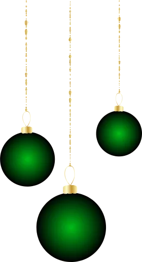 Emerald Green Christmas Ornaments Hanging Clipart with Golden Accents