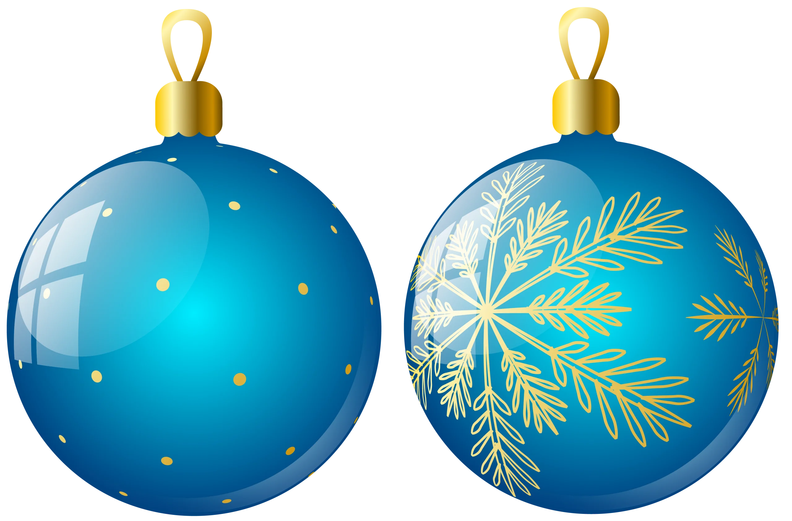 Festive Blue and Gold Christmas Tree Ornament Clipart with Elegant Designs