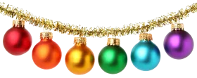 Festive Christmas Ornament Clipart with Sparkling Gold Tinsel Garland